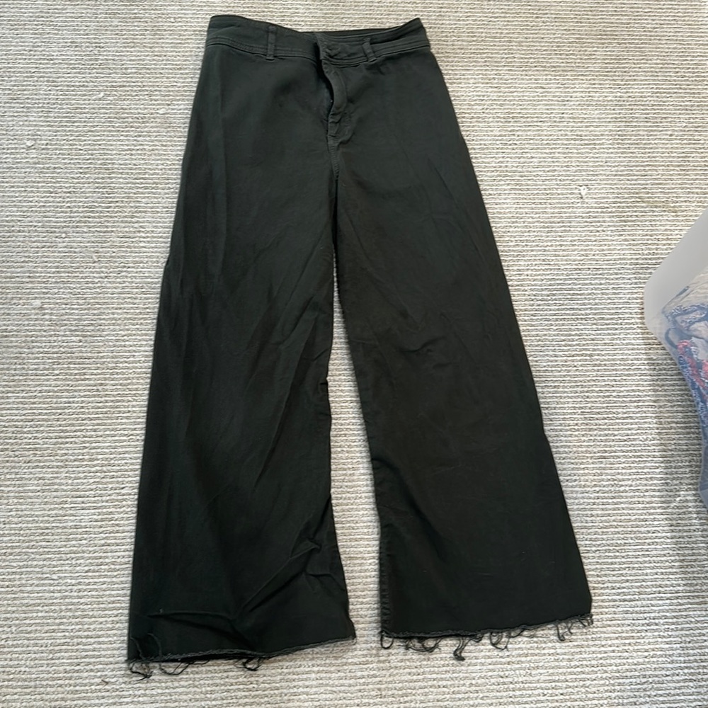 Alexandra Wide Leg Raw Hem Coordinating Twill Chino Pants